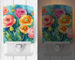 Ranunculus in Watercolor Ceramic Nightlight - Napa Valley Wildflower Co.