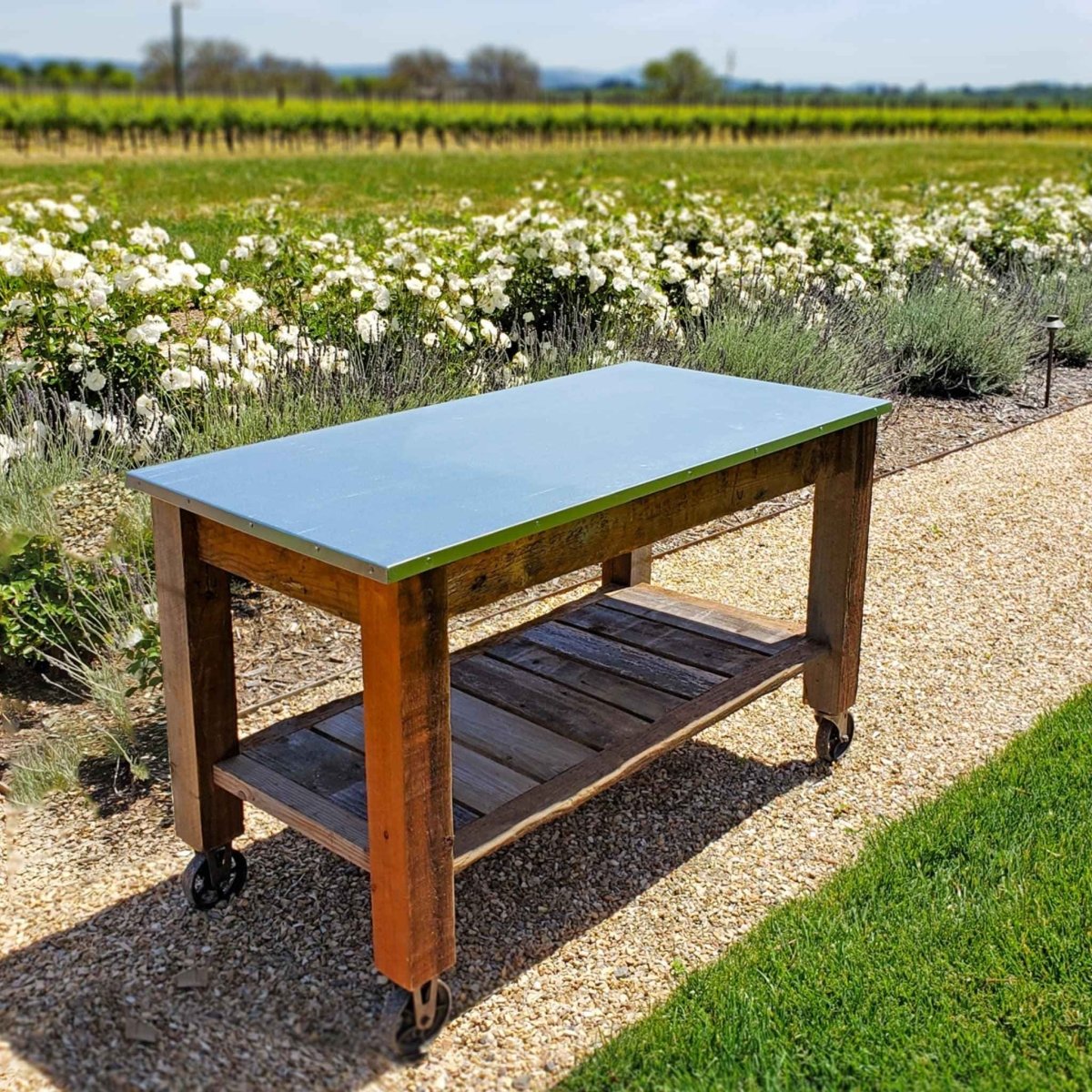 Redwood Potting Table Rolling Cart - Napa Valley Wildflower Co.
