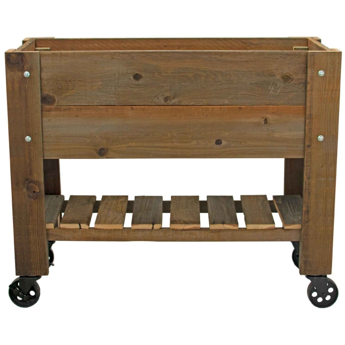 Redwood Raised Bed Planter Box on Casters - Napa Valley Wildflower Co.