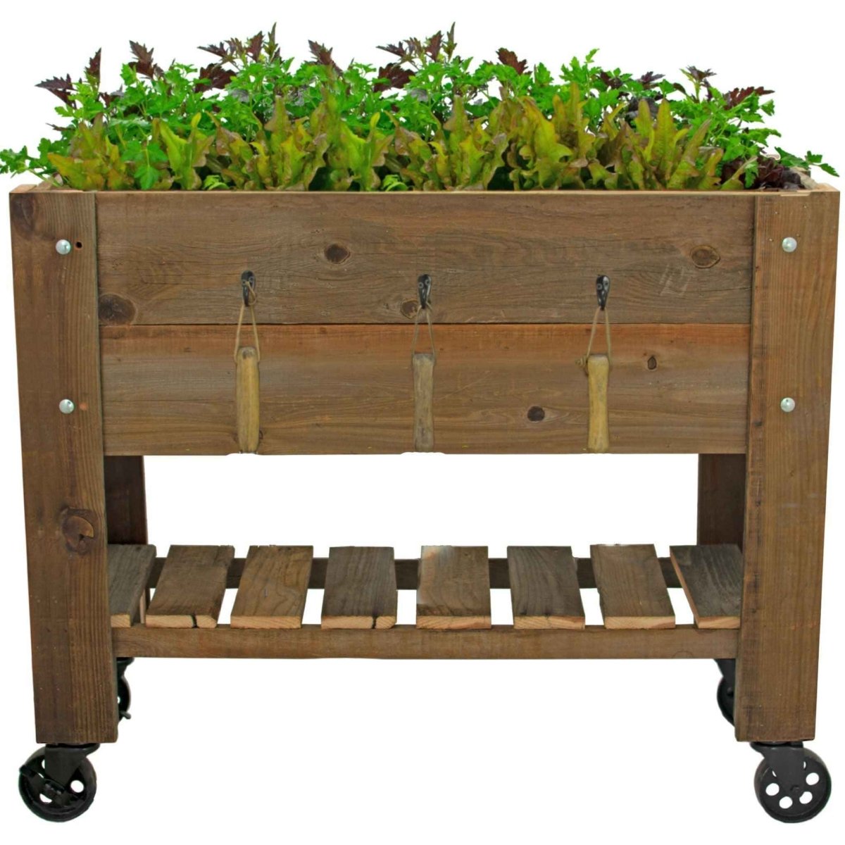 Redwood Raised Bed Planter Box on Casters - Napa Valley Wildflower Co.