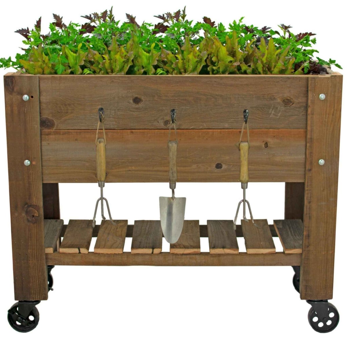 Redwood Raised Bed Planter Box on Casters - Napa Valley Wildflower Co.