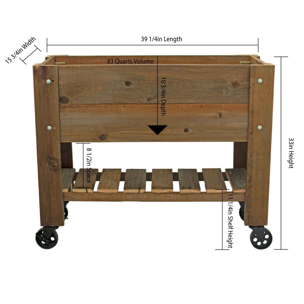 Redwood Raised Bed Planter Box on Casters - Napa Valley Wildflower Co.