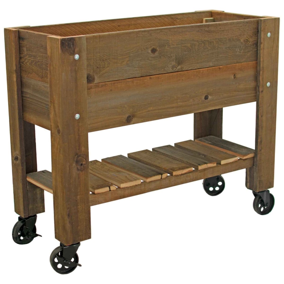 Redwood Raised Bed Planter Box on Casters - Napa Valley Wildflower Co.