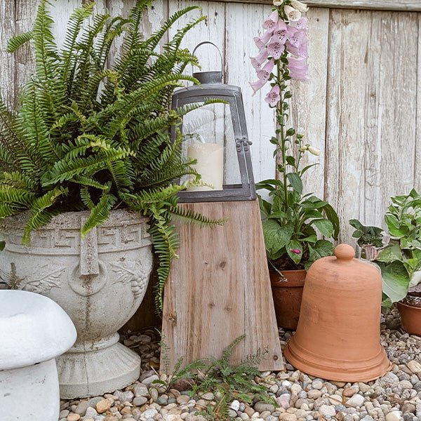 Removable Metal Lanterns with Wood Base, Set of Two - Napa Valley Wildflower Co.