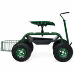 Rolling Garden Cart with Seat – Adjustable Swivel Scooter Wagon (Green) - Napa Valley Wildflower Co.