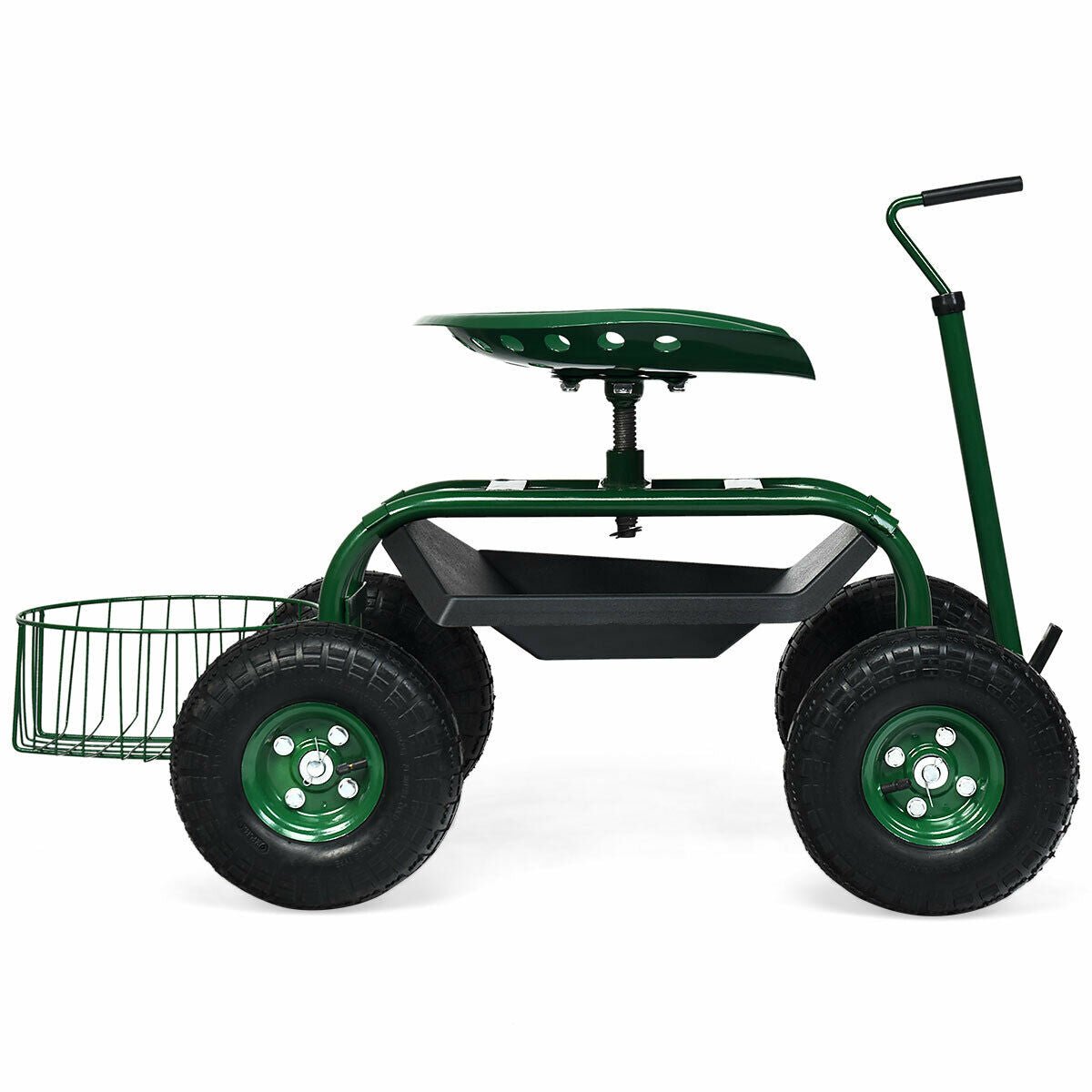 Rolling Garden Cart with Seat – Adjustable Swivel Scooter Wagon (Green) - Napa Valley Wildflower Co.