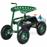 Rolling Garden Cart with Seat – Adjustable Swivel Scooter Wagon (Green) - Napa Valley Wildflower Co.