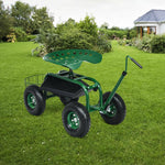 Rolling Garden Cart with Seat – Adjustable Swivel Scooter Wagon (Green) - Napa Valley Wildflower Co.