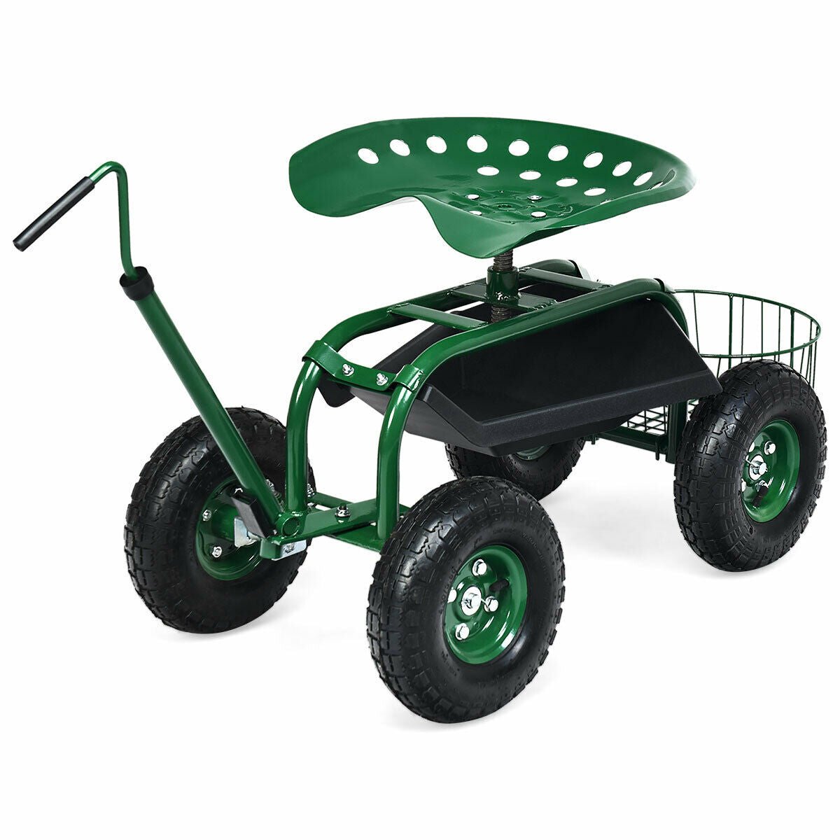 Rolling Garden Cart with Seat – Adjustable Swivel Scooter Wagon (Green) - Napa Valley Wildflower Co.