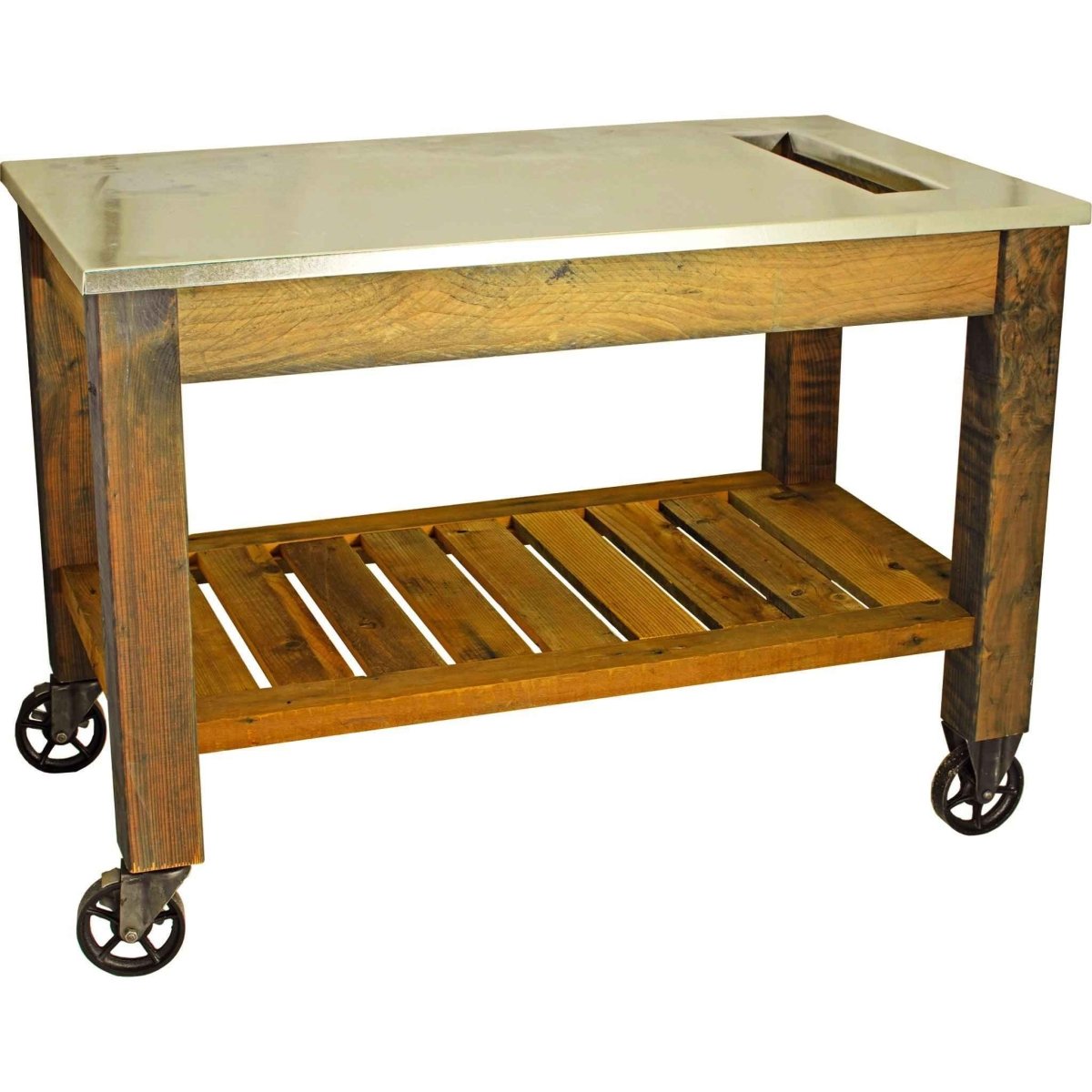 Rolling Redwood Potting Table with Waste Disposal Hole – Outdoor Garden Workstation - Napa Valley Wildflower Co.