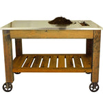 Rolling Redwood Potting Table with Waste Disposal Hole – Outdoor Garden Workstation - Napa Valley Wildflower Co.