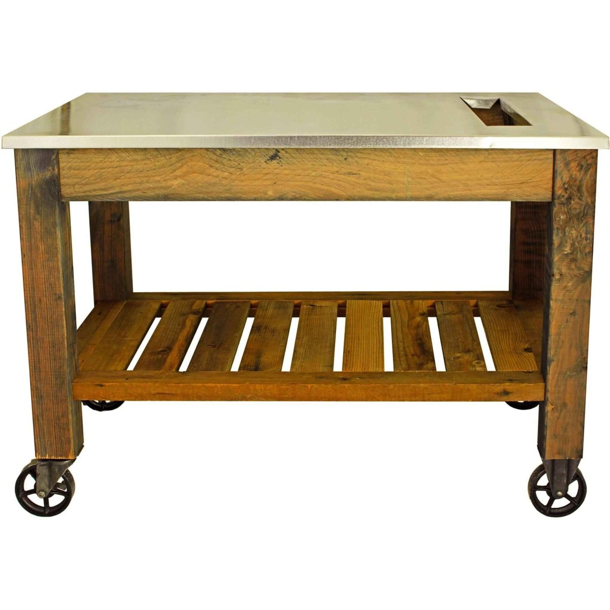 Rolling Redwood Potting Table with Waste Disposal Hole – Outdoor Garden Workstation - Napa Valley Wildflower Co.