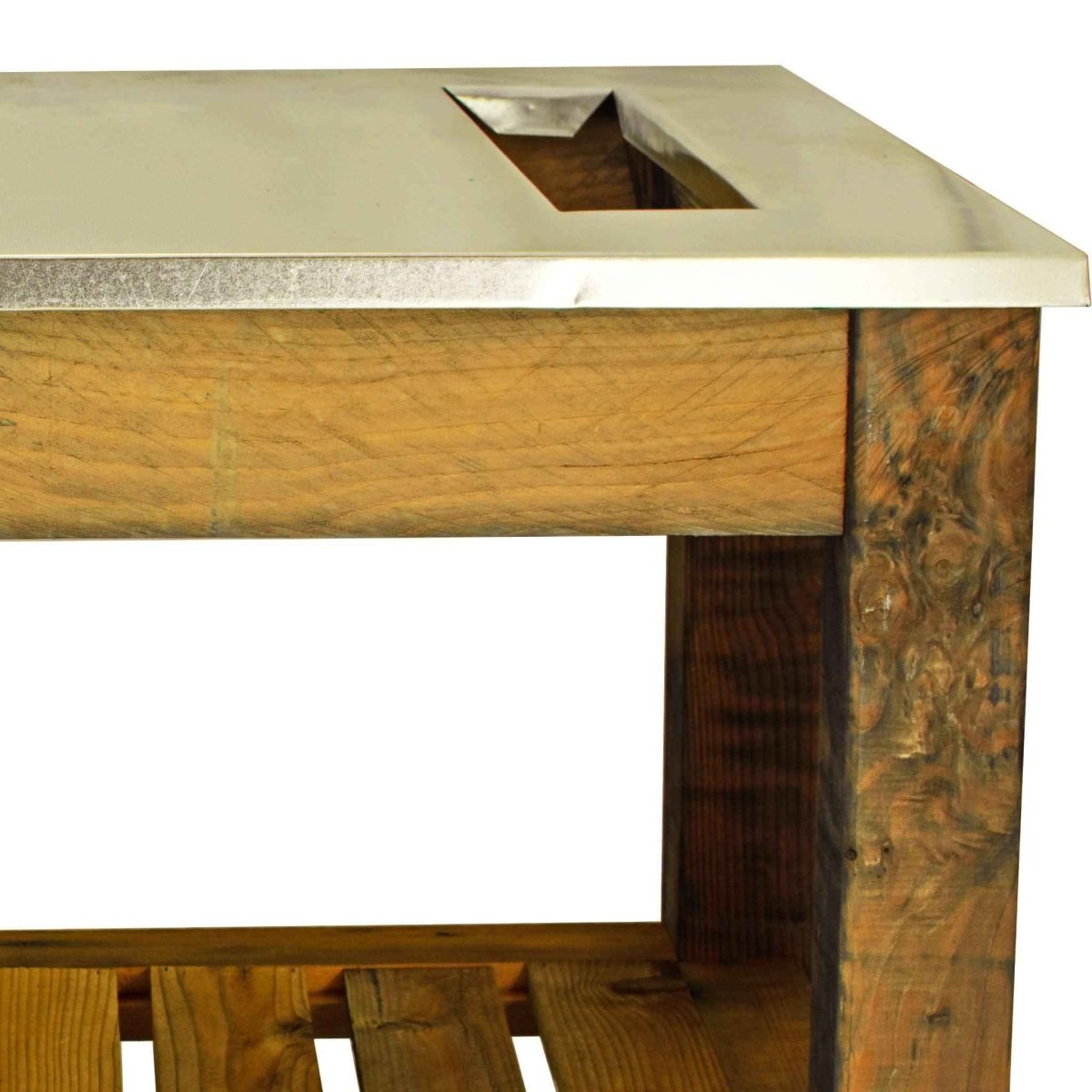 Rolling Redwood Potting Table with Waste Disposal Hole – Outdoor Garden Workstation - Napa Valley Wildflower Co.
