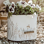 Rustic Cream Mushroom Embossed Metal Buckets, Set of Two - Napa Valley Wildflower Co.