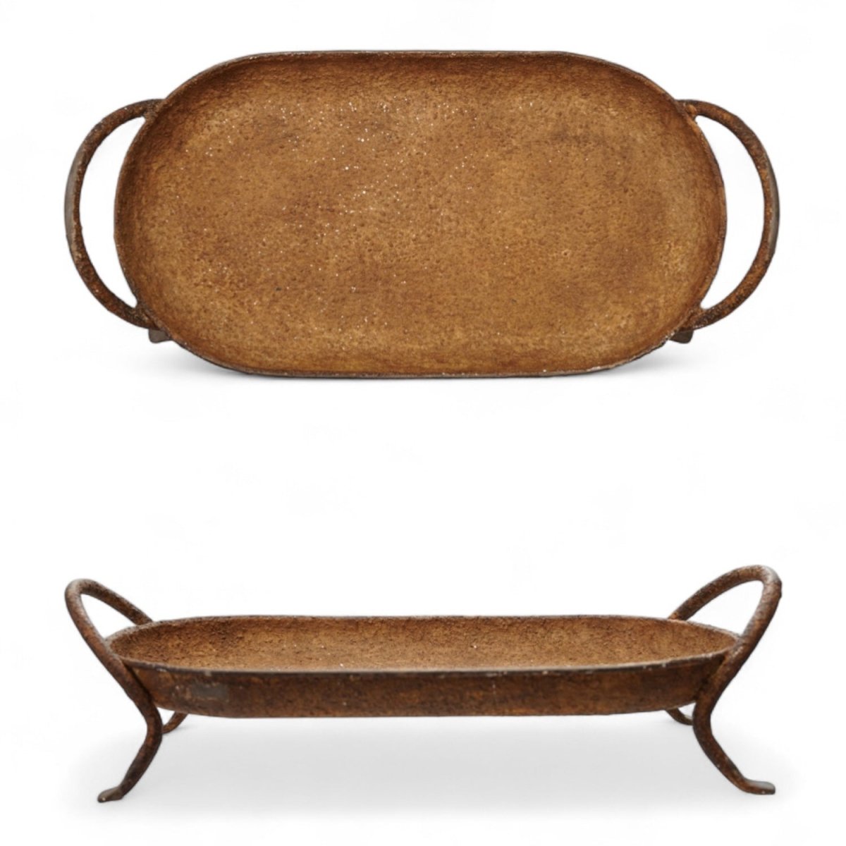 Rustic Metal Footed Tray with Handles - Napa Valley Wildflower Co.