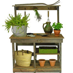 Rustic Redwood Potting Bench with Storage & Top Shelf – Handmade Outdoor Gardening Workstation (USA Made) - Napa Valley Wildflower Co.