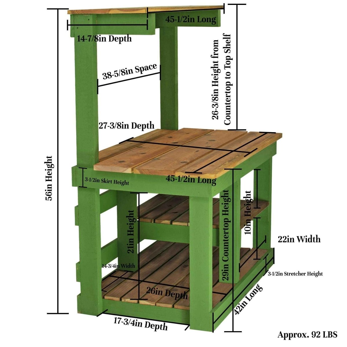Rustic Redwood Potting Bench with Storage & Top Shelf – Handmade Outdoor Gardening Workstation (USA Made) - Napa Valley Wildflower Co.
