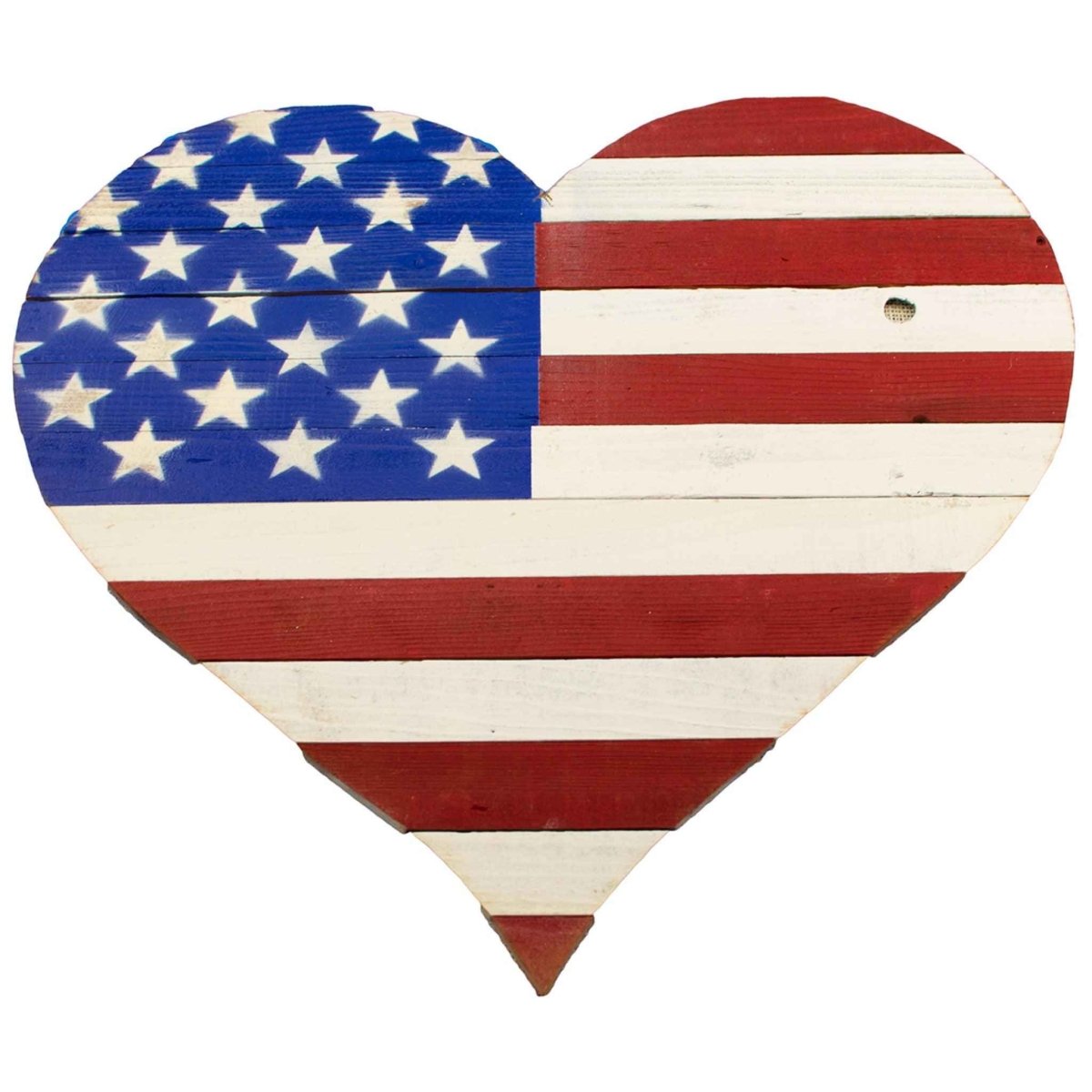 Rustic Wooden American Flag Heart – Handmade Patriotic Wall Decor (24") - Napa Valley Wildflower Co.