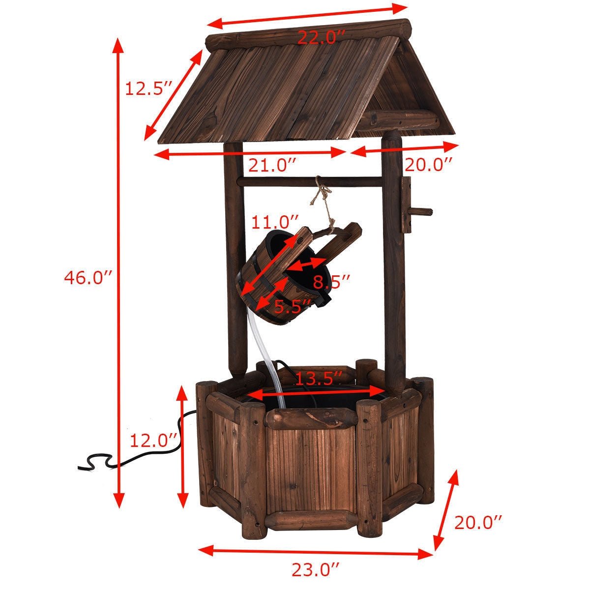 Rustic Wooden Wishing Well Water Fountain – Outdoor Garden Fountain with Pump - Napa Valley Wildflower Co.