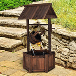 Rustic Wooden Wishing Well Water Fountain – Outdoor Garden Fountain with Pump - Napa Valley Wildflower Co.