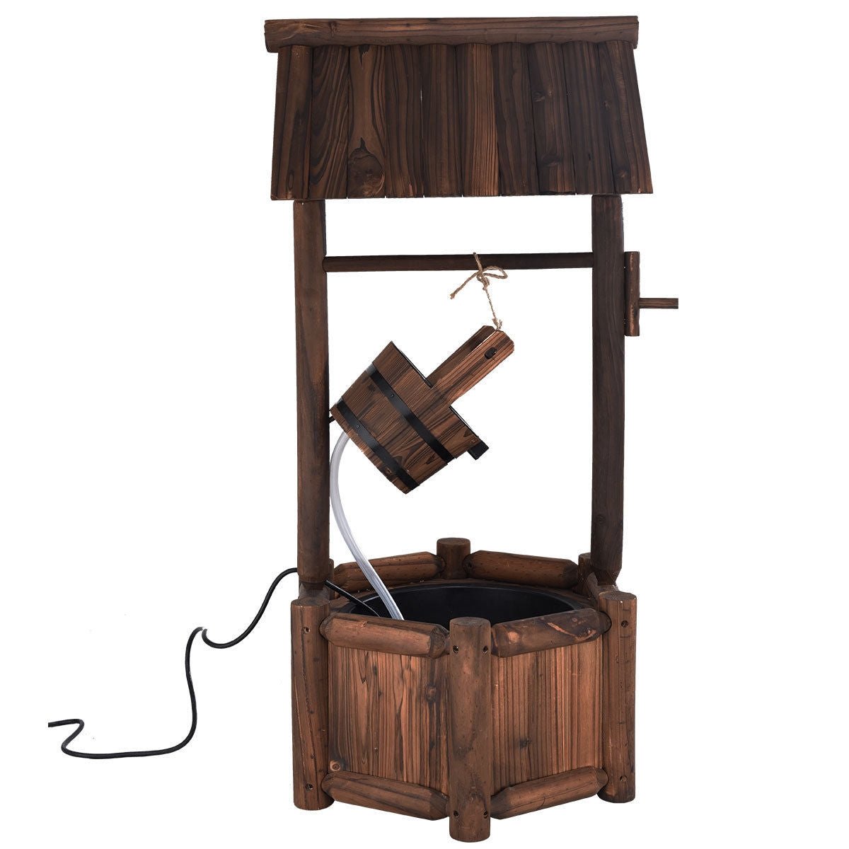 Rustic Wooden Wishing Well Water Fountain – Outdoor Garden Fountain with Pump - Napa Valley Wildflower Co.
