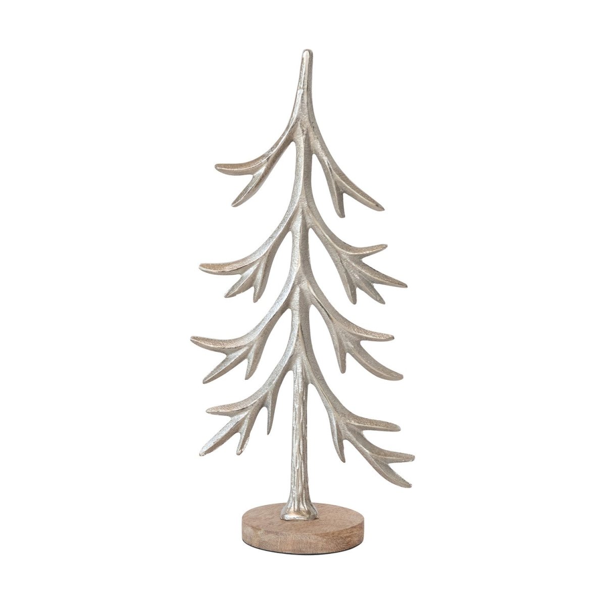 Silver Cast Aluminum Trees with Mango Wood Base | 2 Sizes - Napa Valley Wildflower Co.