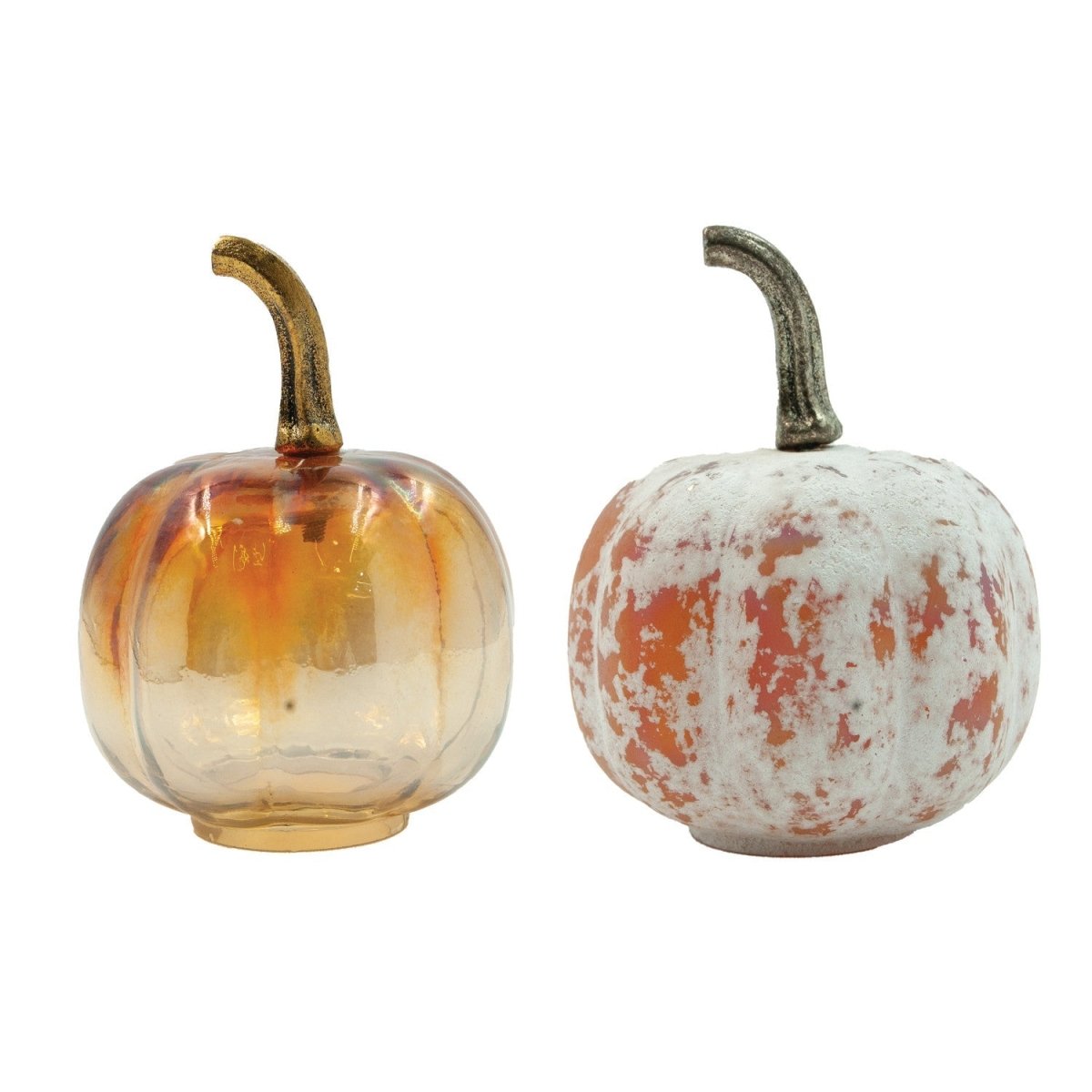 Small Glass Pumpkins with Brass Stems | 2 Styles - Napa Valley Wildflower Co.