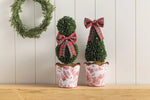 Small Red Toile Snowman Boxwood Potted Topiary - Napa Valley Wildflower Co.