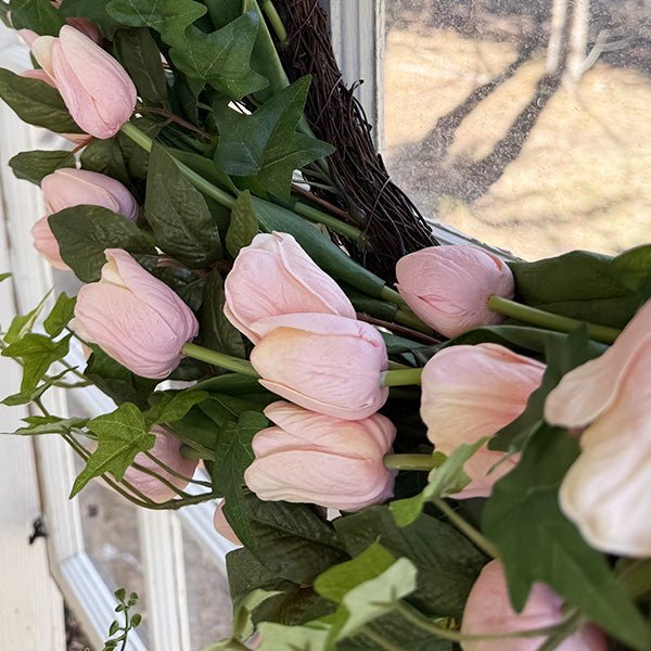 Soft Pink Real - Touch Tulip Wreath - Napa Valley Wildflower Co.