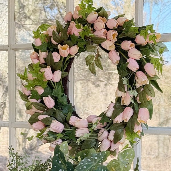 Soft Pink Real - Touch Tulip Wreath - Napa Valley Wildflower Co.