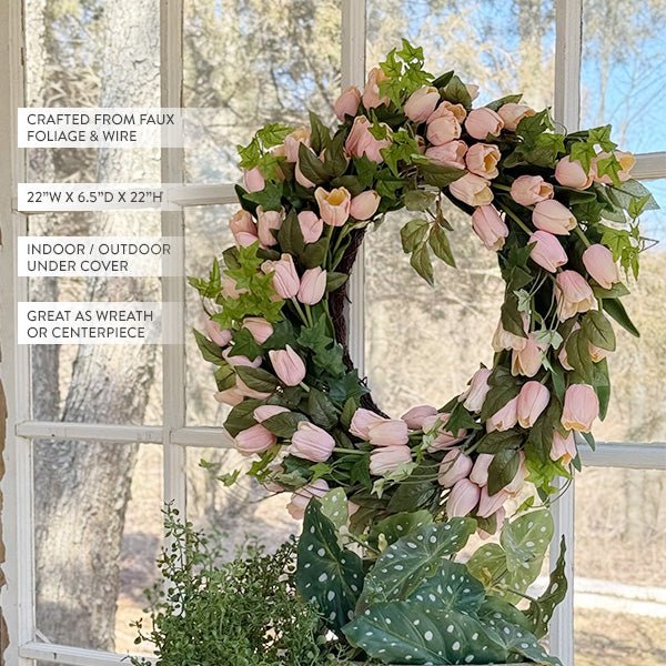 Soft Pink Real - Touch Tulip Wreath - Napa Valley Wildflower Co.