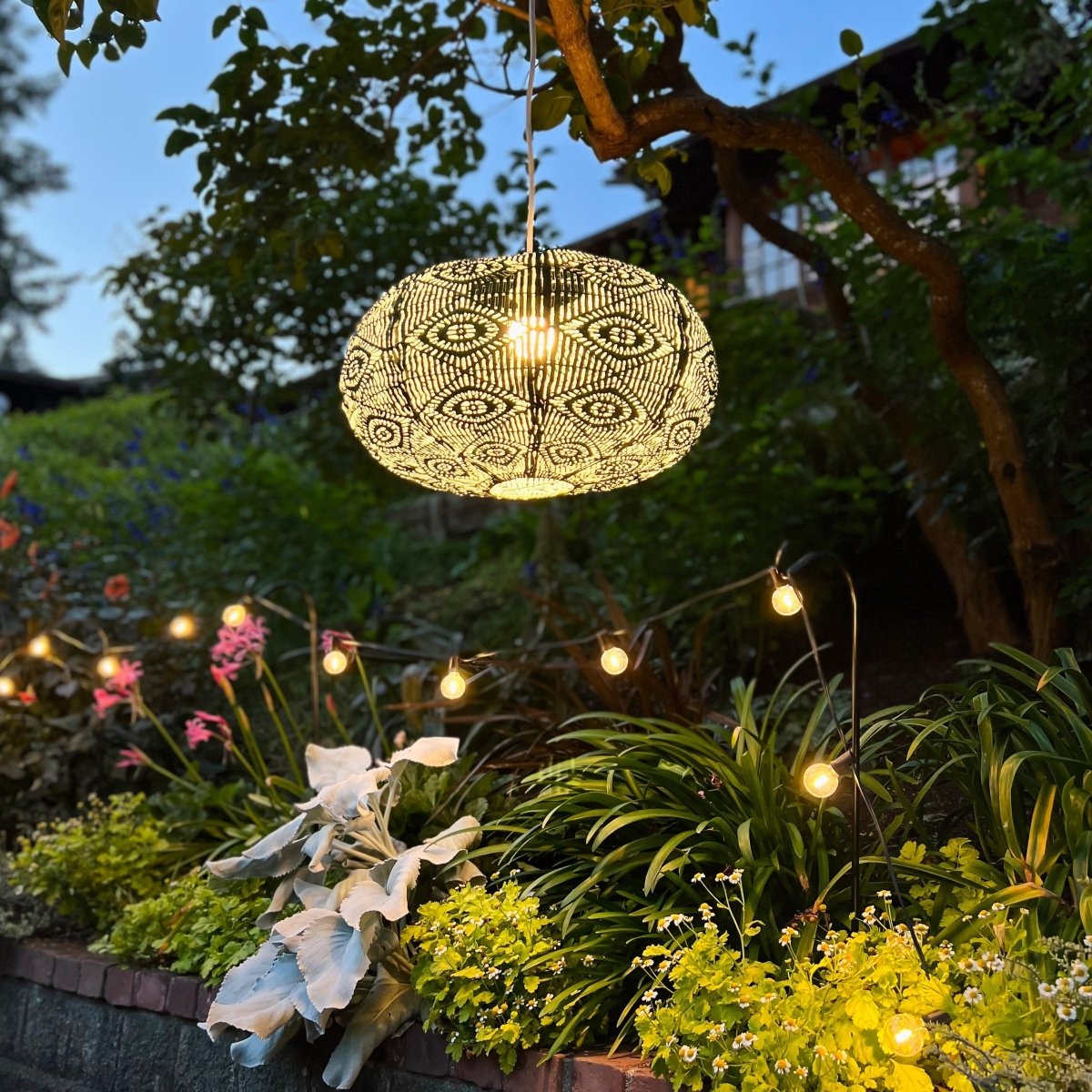 Soji Stella Nova Starbeam Evergeen - 20" Indoor / Outdoor Pendant Lamp (120V) - Napa Valley Wildflower Co.