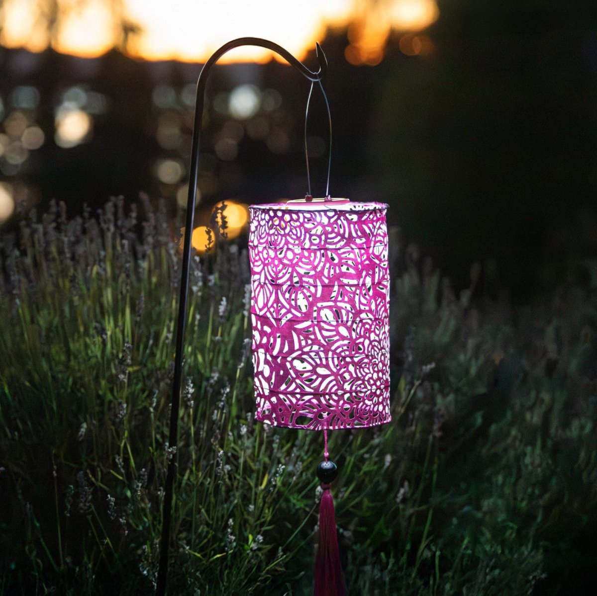 Soji Stella - Tassel Cylinder - 7.5" Solar Lantern - Napa Valley Wildflower Co.