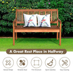 Solid Wood Garden Bench – 2 - Person Eucalyptus Patio Bench with Curved Back & Wide Armrests - Napa Valley Wildflower Co.