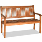 Solid Wood Garden Bench – 2 - Person Eucalyptus Patio Bench with Curved Back & Wide Armrests - Napa Valley Wildflower Co.