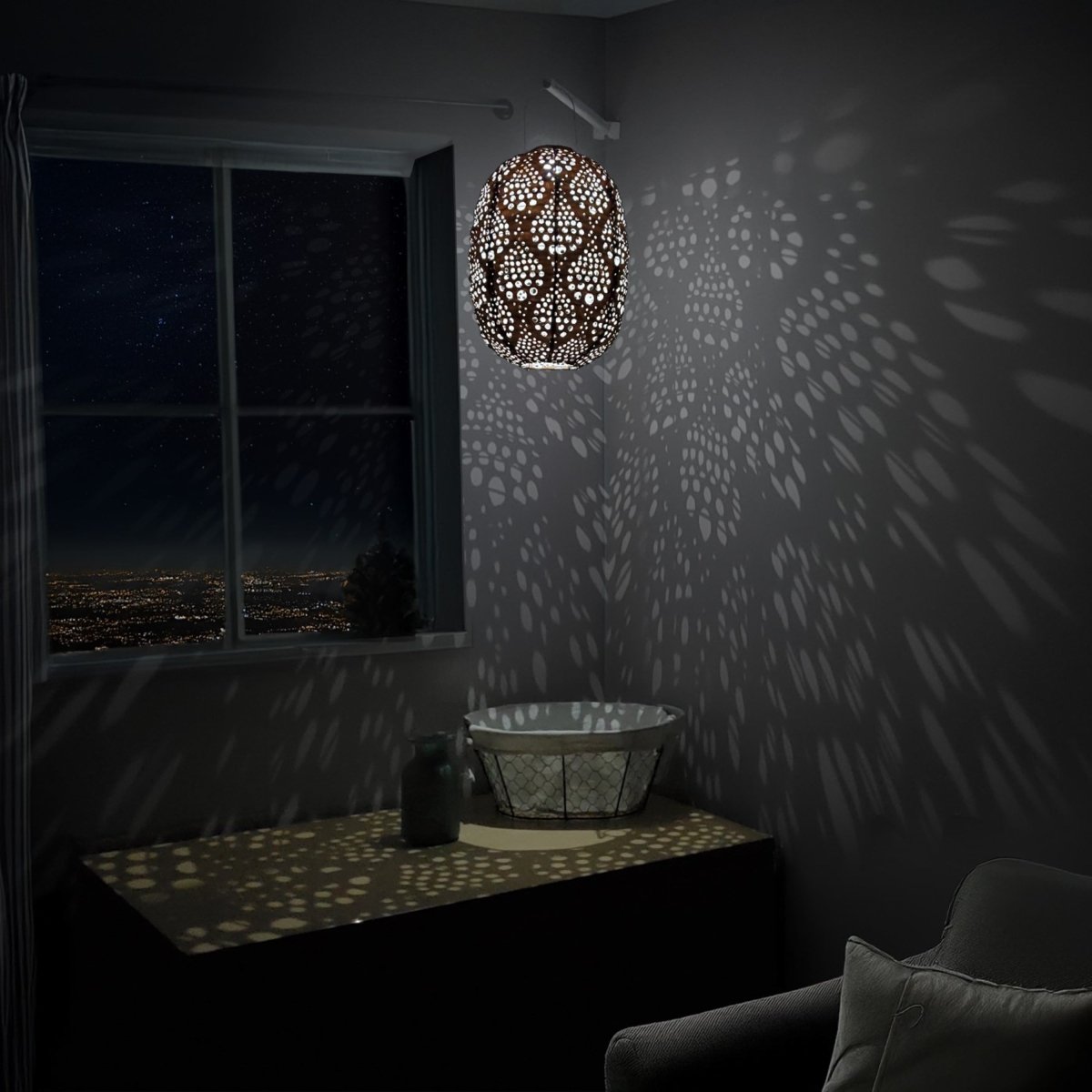 Stella Luxe Barrel Dewdrop Copper LED Lantern (Battery Powered) - Napa Valley Wildflower Co.