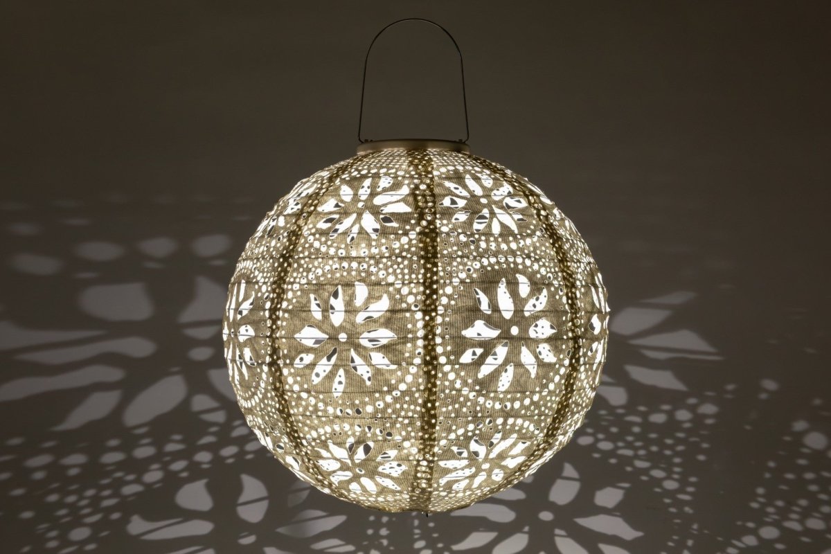 Stella Luxe Globe Boho Pearl 12" LED Lantern (Battery Powered) - Napa Valley Wildflower Co.