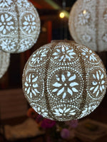 Stella Luxe Globe Boho Pearl 12" LED Lantern (Battery Powered) - Napa Valley Wildflower Co.