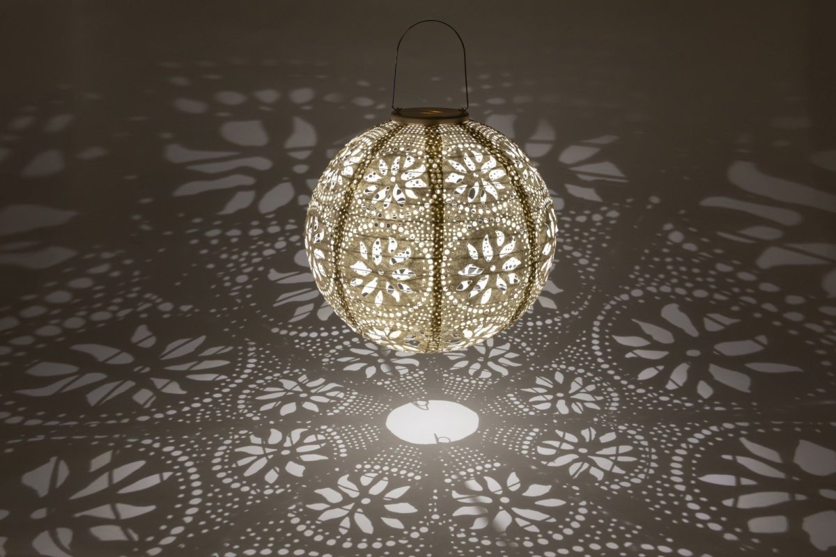 Stella Luxe Globe Boho Pearl 12" LED Lantern (Battery Powered) - Napa Valley Wildflower Co.