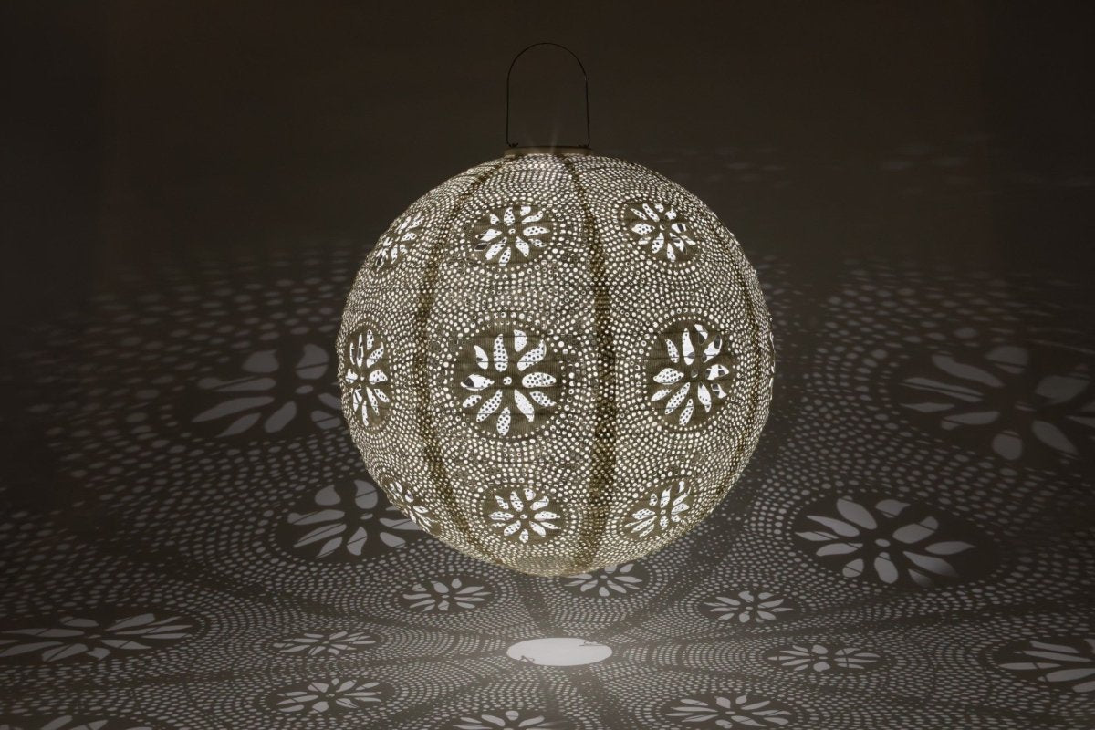 Stella Luxe Globe Boho Pearl 18" LED Lantern (Battery Powered) - Napa Valley Wildflower Co.