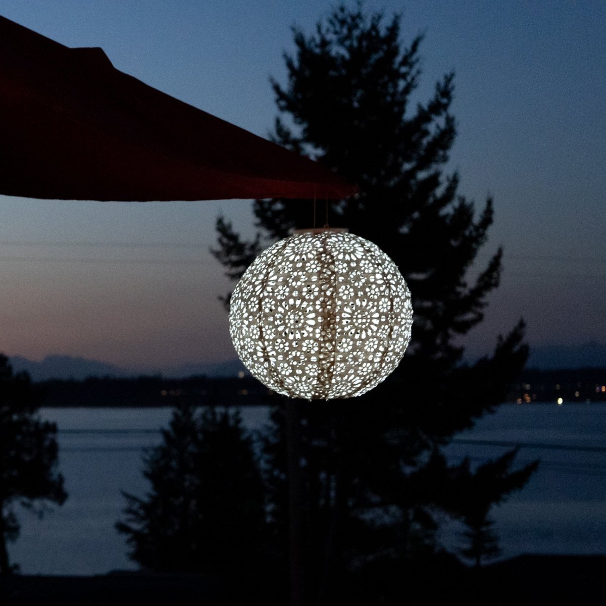 Stella Luxe™ Globe Chantilly Lace Porcelain LED Lantern - Napa Valley Wildflower Co.