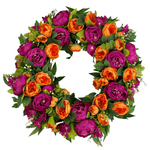 Summer Pink & Orange Peony Wreath - Napa Valley Wildflower Co.