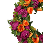 Summer Pink & Orange Peony Wreath - Napa Valley Wildflower Co.