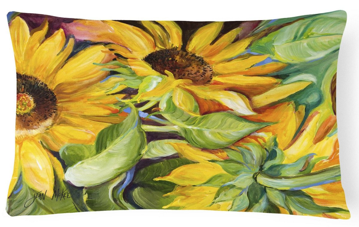 Sunflower Print Canvas Fabric Decorative Pillow 12x16 - Napa Valley Wildflower Co.