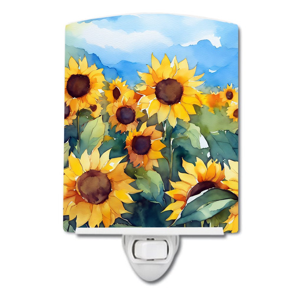 Sunflowers in Watercolor Ceramic Nightlight - Napa Valley Wildflower Co.