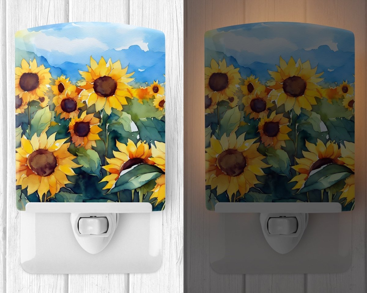 Sunflowers in Watercolor Ceramic Nightlight - Napa Valley Wildflower Co.