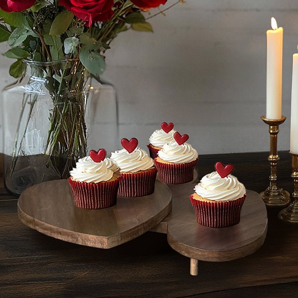 The Collapsible Triple Heart Mahogany Decor Riser - Napa Valley Wildflower Co.