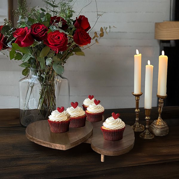 The Collapsible Triple Heart Mahogany Decor Riser - Napa Valley Wildflower Co.