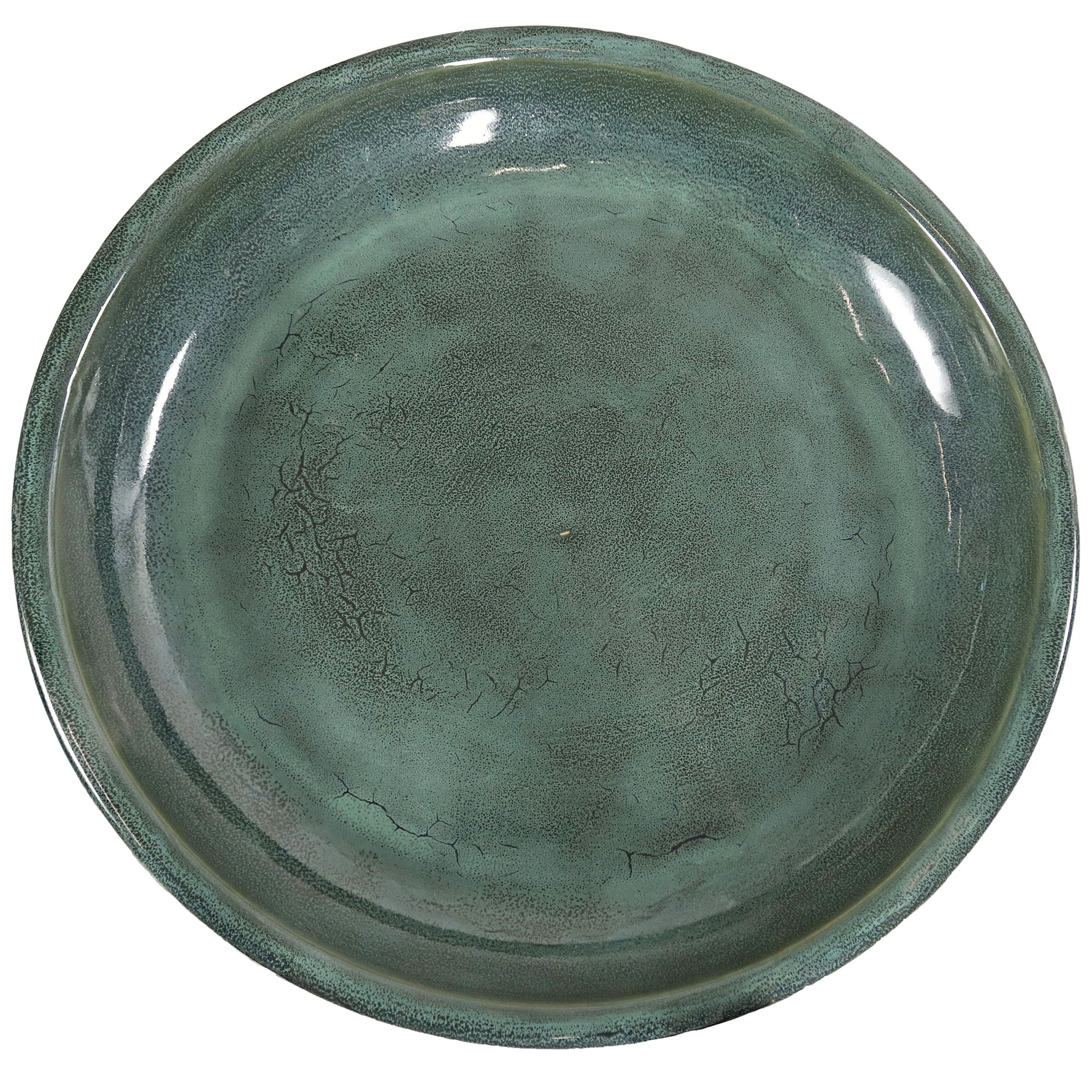 Green ceramic plate on a white background