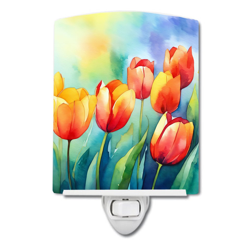 Tulips in Watercolor Ceramic Nightlight - Napa Valley Wildflower Co.